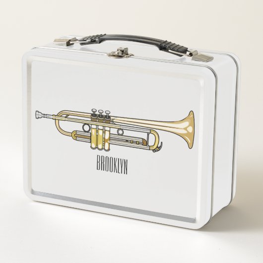 トランペット漫画イラストレーション メタルランチボックス (正面)