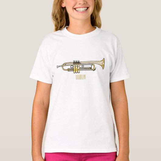 トランペット漫画イラストレーション Tシャツ (正面)