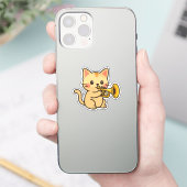 トランペット猫の音楽アート シール (スマートフォン)