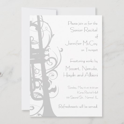 トランペット発表会の招待状 招待状 (正面)
