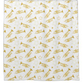 トランペット真鍮バンドパターン シャワーカーテン (正面)