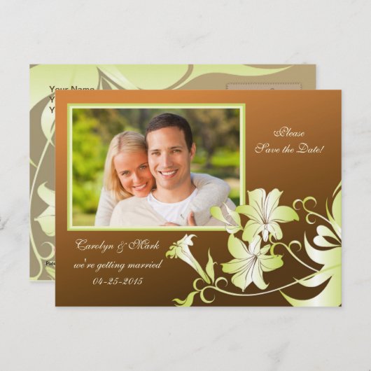 トランペット花写真日付はがきを保存 案内ポストカード (正面/裏面)