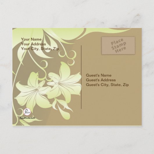 トランペット花写真日付はがきを保存 案内ポストカード (裏面)