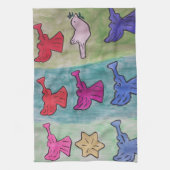 トランペット茶タオル付きクリスマスエンジェル キッチンタオル (縦)