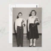 トランペット葉書き付き2人 ポストカード (正面/裏面)