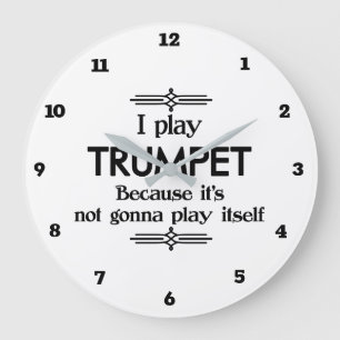 トランペット遊自身おもしろいのデコ音楽 ラージ壁時計