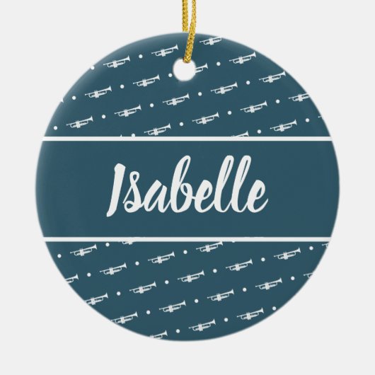 トランペット選手ギフトカスタムパーソナライズされたミュージシャン セラミックオーナメント (正面)