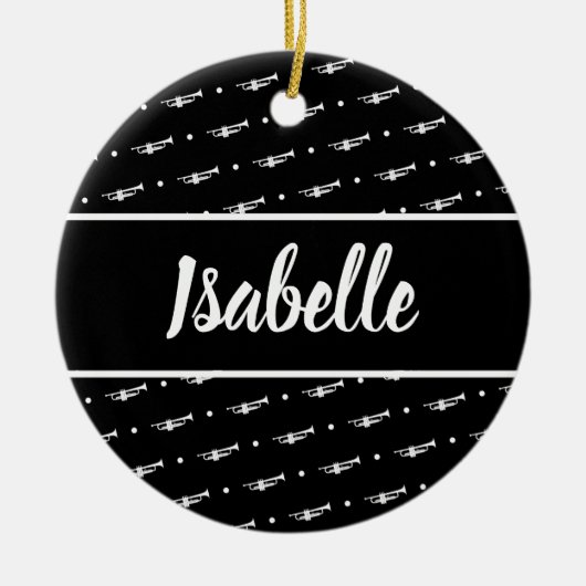 トランペット選手ギフトカスタムパーソナライズされたミュージシャン セラミックオーナメント (正面)