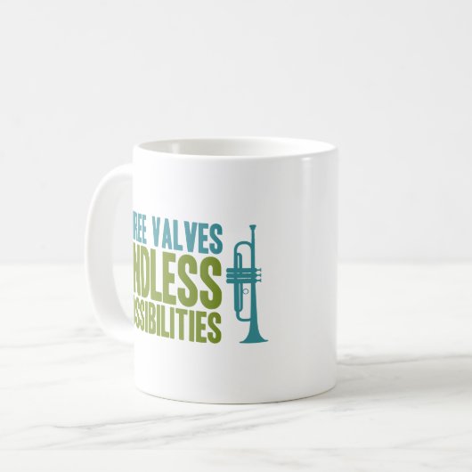 トランペット選手ギフト3弁音楽楽器 コーヒーマグカップ (正面左)