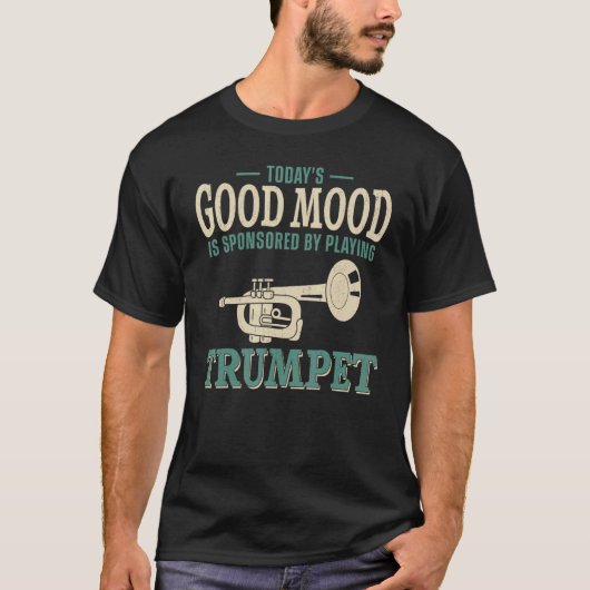 トランペット選手ヴィンテージ今日の良い気分はスポンソ Tシャツ (正面)
