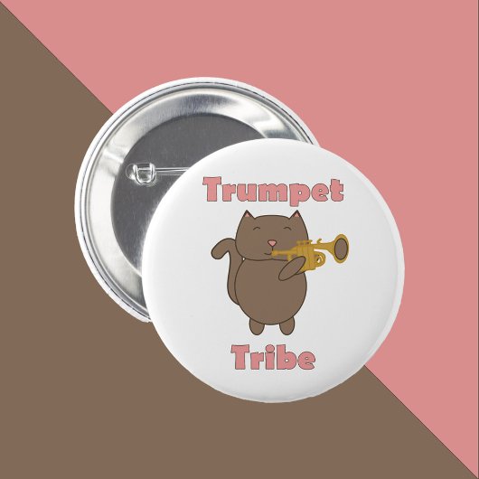 トランペット部族の猫 楽しい ピンク 缶バッジ