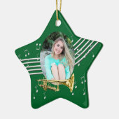 トランペット音楽グリーンスターセラミックオーナメント セラミックオーナメント (左)