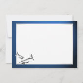 トランペット音楽ダークブルーありがとうフラットカード サンキューカード (裏面)