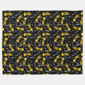 トランペット音楽ノートパターン フリースブランケット (正面(横))