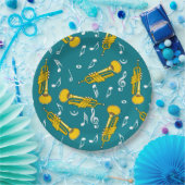 トランペット音楽ノートパターン ペーパープレート (パーティー)