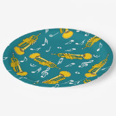 トランペット音楽ノートパターン ペーパープレート (アングル)