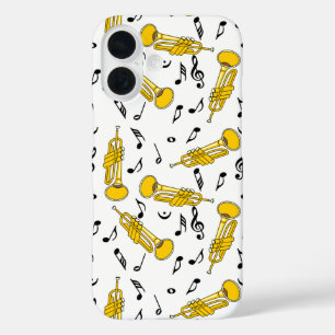 トランペット音楽ノートパターン iPhone 16ケース