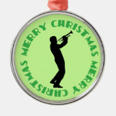 トランペット音楽メリークリスマスの記念品のオーナメント メタルオーナメント (正面)