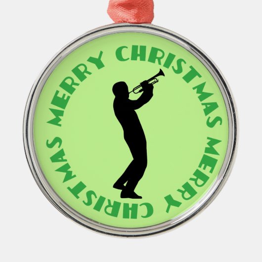 トランペット音楽メリークリスマスの記念品のオーナメント メタルオーナメント (正面)