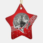 トランペット音楽レッド セラミックオーナメント (左)