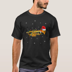 トランペット音楽愛好家のクリスマスライトサンタトランペットChri Tシャツ