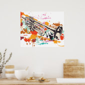 トランペット音楽楽器カスタムプリントポスター ポスター (キッチン)