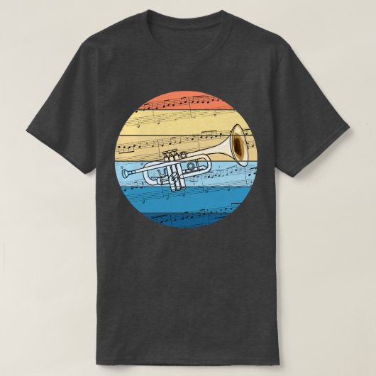 トランペット音楽記譜法トランピーター真鍮ミュージシャン Tシャツ (デザイン正面)