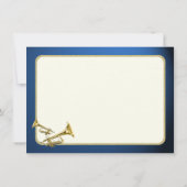 トランペット音楽金ゴールドとブルーサンキューフラットカード サンキューカード (裏面)