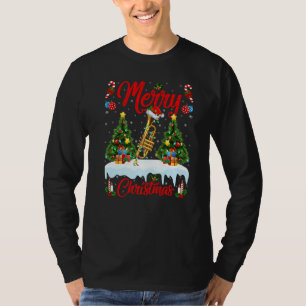 トランペット音楽 ライト クリスマスツリー サンタ トランペット 教会 Tシャツ