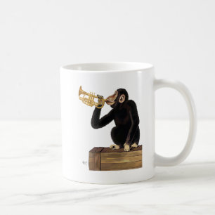 トランペット2を演奏している猿 コーヒーマグカップ