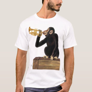 トランペット2を演奏している猿 Tシャツ