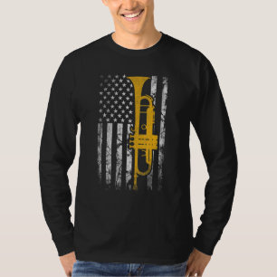 トランペット アメリカ USA フラッグ ミュージック プレーヤー トランペット プラ Tシャツ