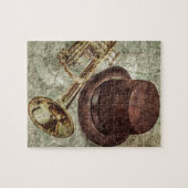 トランペット、シルクハットおよび音符 ジグソーパズル (横)