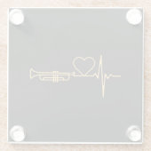 トランペット – トランペットのハートビートギフト ガラスコースター (裏面)