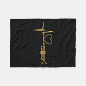 トランペット – トランペットのハートビートギフト フリースブランケット (正面(横))