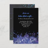 トランペット&ピアノミュージカルバーバルミツワーパーティーカード 招待状 (正面/裏面)