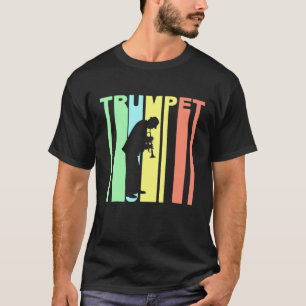 トランペット – レトロ1970sスタイルトランペットプレーヤーシルエット tシャツ