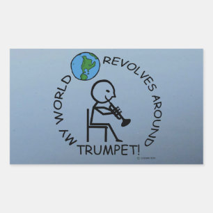 トランペット – ワールドのまわりにリボルブ長方形ステッキ 長方形シール