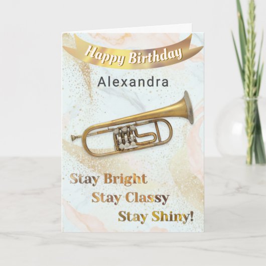 トランペット 楽器 音楽好き 誕生日 カード (正面)