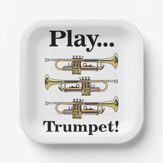 トランペット 楽器 音楽 パーティー ペーパープレート (正面)