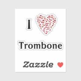 トランペット 赤いハート 音符 ビニールステッカー シール