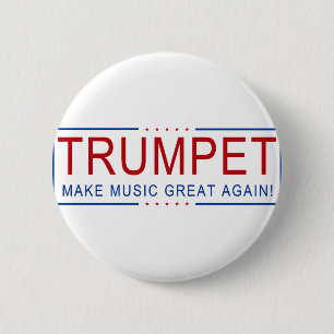 トランペット-音楽を素晴らしく再度させて下さい! 缶バッジ