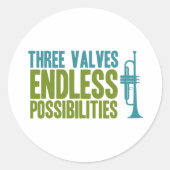 トランペット – 3バルブ、無限の可能性 ラウンドシール (正面)