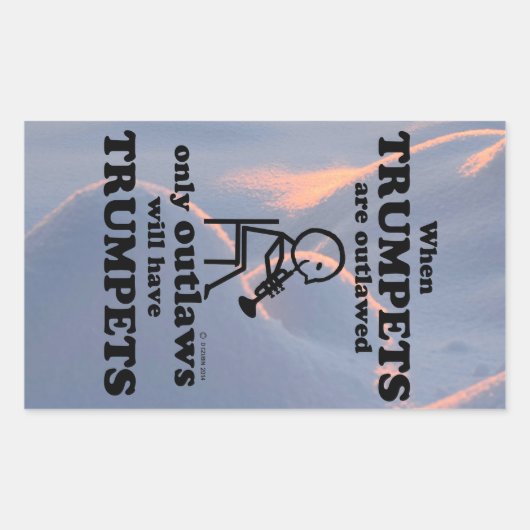 トランペットOUTLAWED矩形ステッカー 長方形シール (正面)