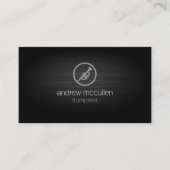 トランペータートランペットのアイコンブラシ付きメタル音楽 名刺 (正面)