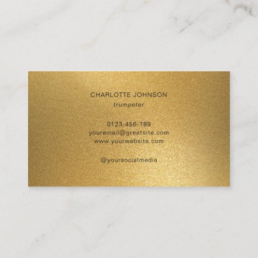 トランペーター金ゴールドプロフェッショナルミュージシャン エレガント 名刺 (裏面)