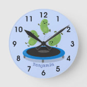 トランポおもしろいリン漫画のかわいい緑豆 ラウンド壁時計 (正面)