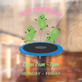 トランポおもしろいリン漫画の可愛いグリーンビーンズ ウィンドウサイン (シート2)