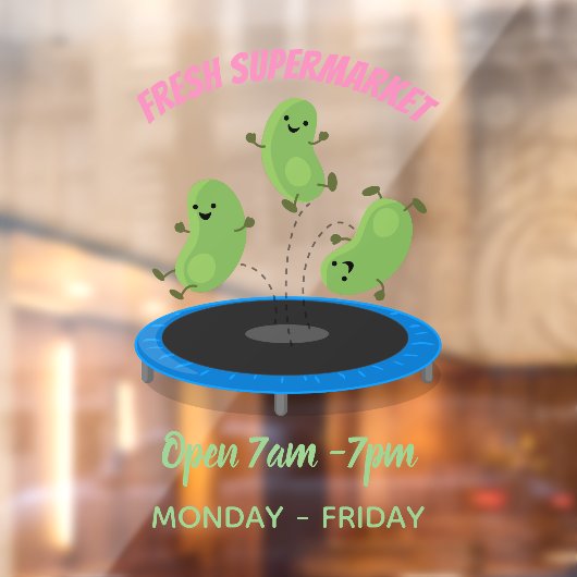 トランポおもしろいリン漫画の可愛いグリーンビーンズ ウィンドウサイン (シート2)