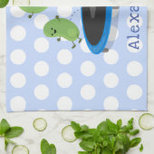 トランポおもしろいリン漫画の可愛いグリーンビーンズ キッチンタオル (折り畳み)